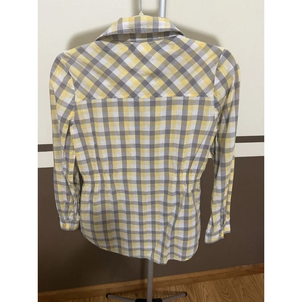 Ocean Pacific Yellow And Grey Plaid Blouse XS